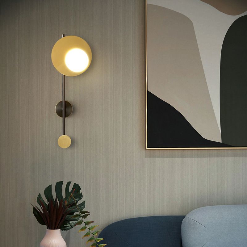 Post-Modern Wall Sconce Copper Sconce Light Fixture in Black and Gold for Bedroom