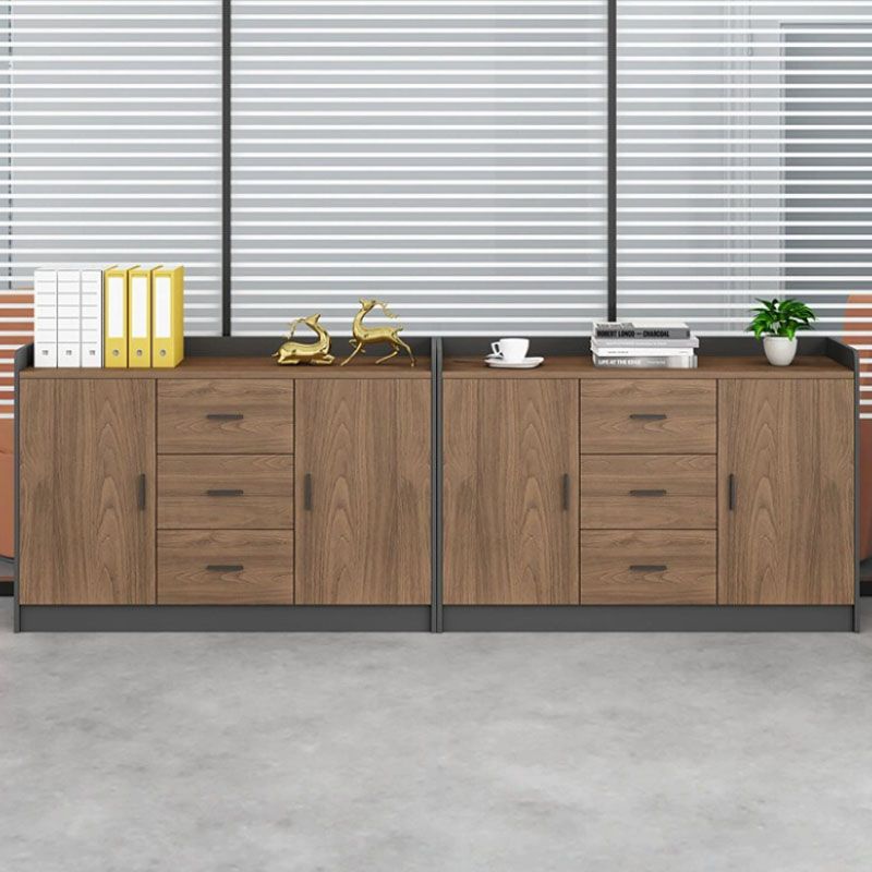 Modern Brown Engineered Wood Filing Cabinet with Drawers for Home Office