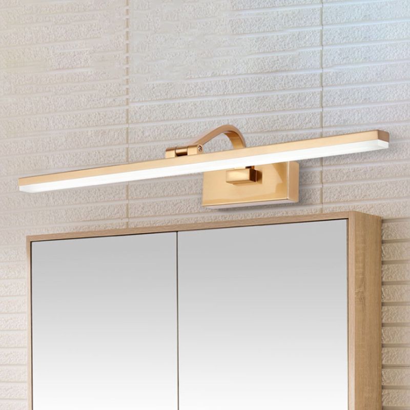 Gold Linear Wall Sconce Lamp Modern Style 16"/20" Dia LED Acrylic Vanity Light Fixture for Bathroom