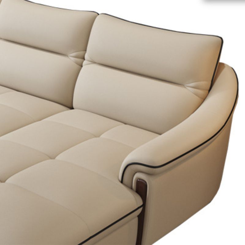Nordic Style Sofa Bed Leather Material Sloping Armrest Cushioning Back Sofa