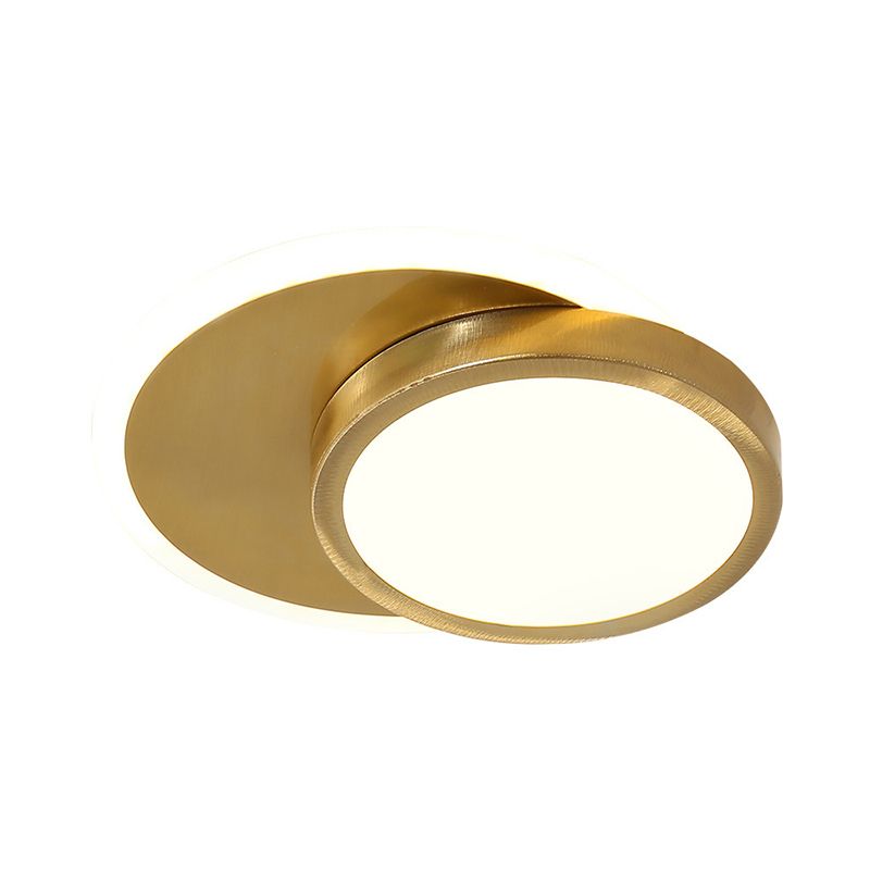 Gold Circular Flush Mount Lamp Contemporary LED Acrylic Close to Ceiling Light for Corridor