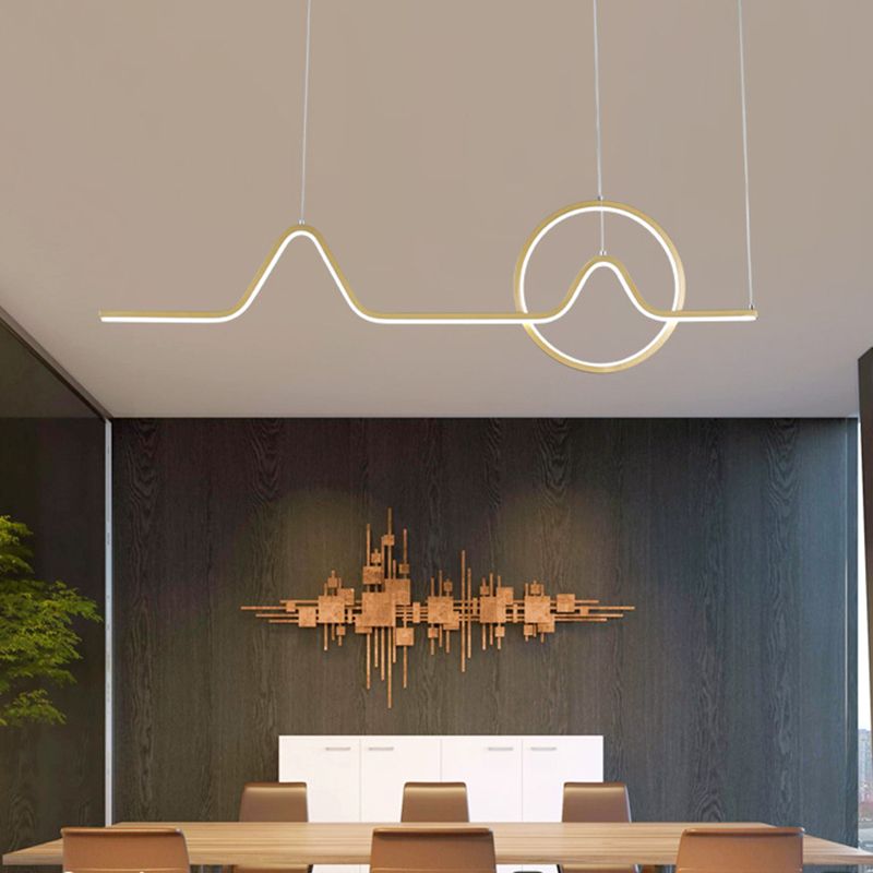 2-Light Modern Ceiling Light Golden/Black LED Island Lighting for Dining Room