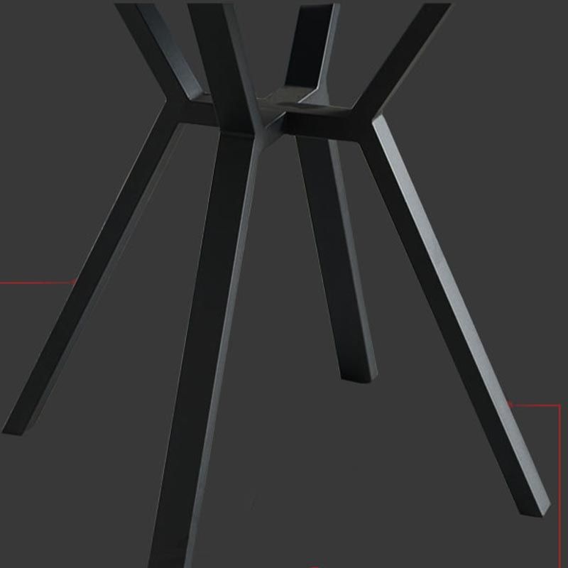 White Stone Top Table Modern Round Black Steel Base Dining Table