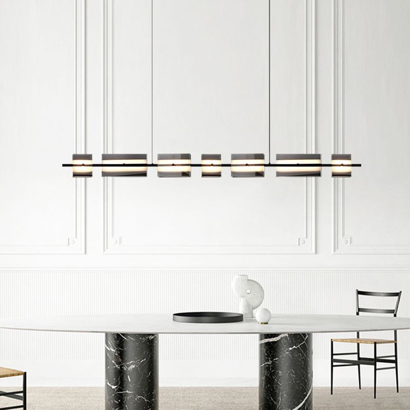 Clear and Black Ceiling Pendant Light Brass & Glass LED Kitchen Island Fixture