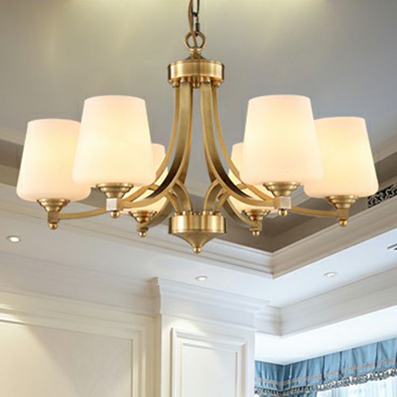 Goldene Knospen Suspension leicht rustikales Cremeglas Wohnzimmer Kronleuchter Anhänger Licht