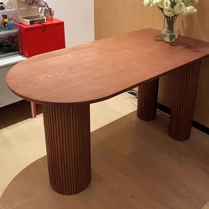 Contemporary Dining Table Solid Wood Table with 3 Legs for Home Kitchen Dinner