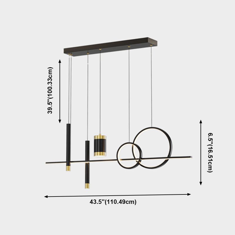 Contemporary Pendant Lights Geometric Metal Island Lighting in Black