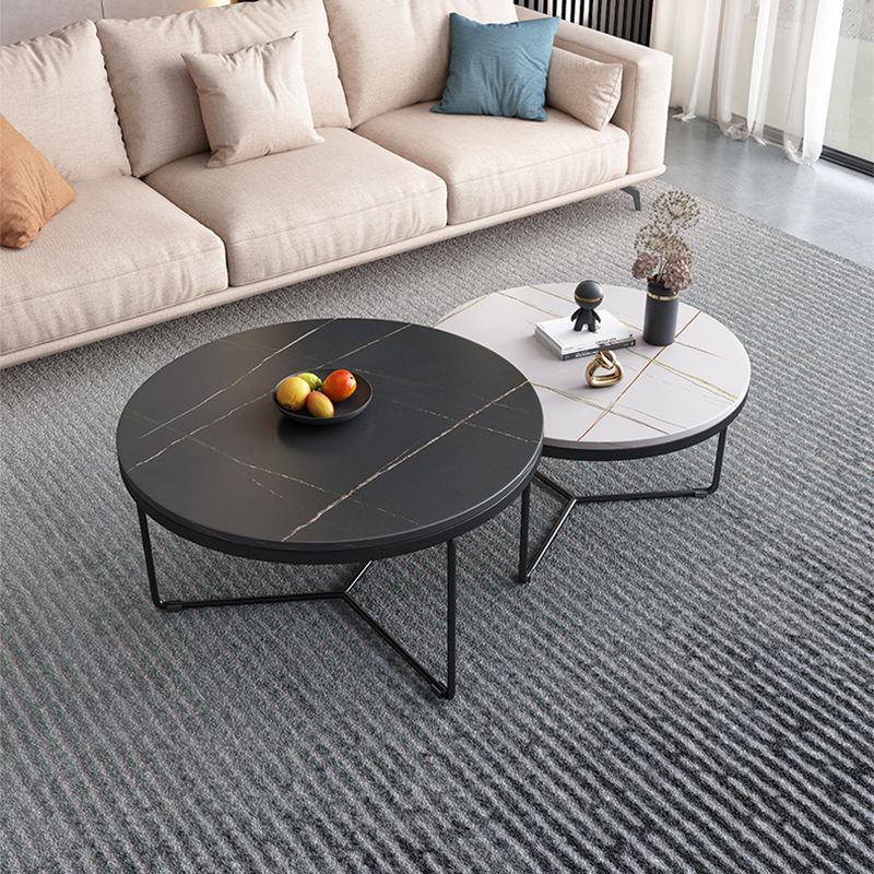 Round Slate Coffee Table Minimalist Coffee Table for Living Room