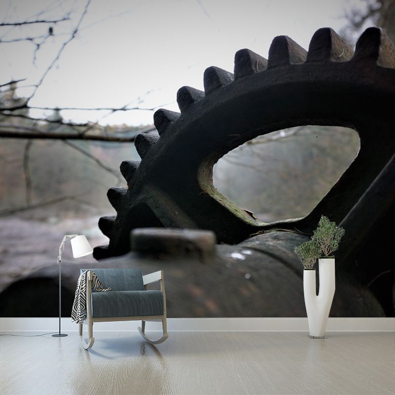 Metal Gear Wall Mural Removable Wallpaper for Living Room Decor, Water Resistant