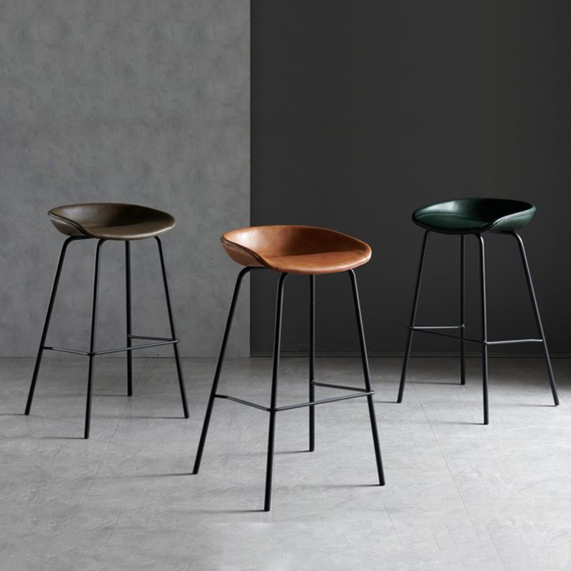 Faux Leather Armless Counter Stool Industrial Bristol Bucket Bar Chair
