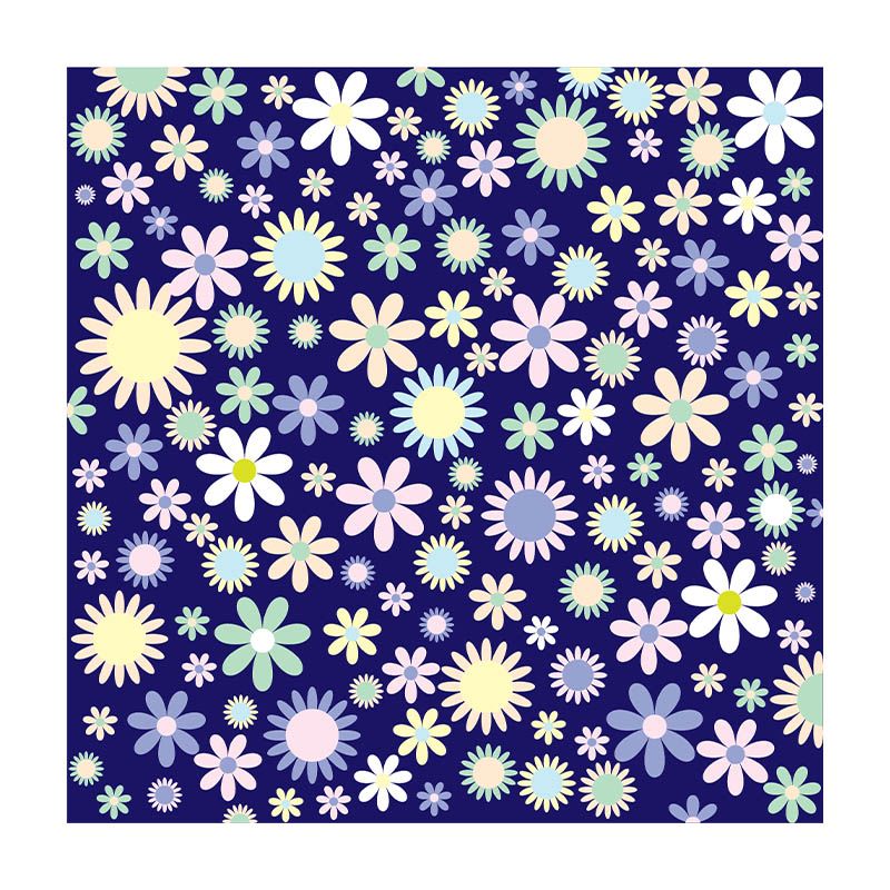 Flower Pattern Mildew Horizontalt Illustration Wall Mural for Living Room