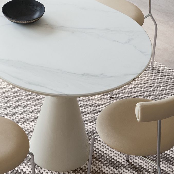 Oval 1/2/4/5/6/7 Piece Table and Chair Set White Dining Table Sets