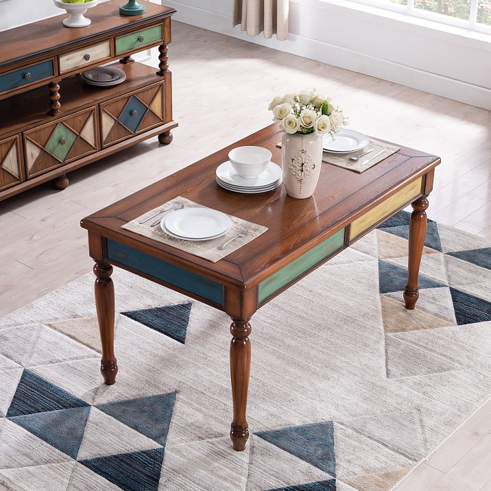 Rubberwood massief hout 4-voet eettafel Midcentury stijl eettafel, 55 "x 31,5" x 30 "