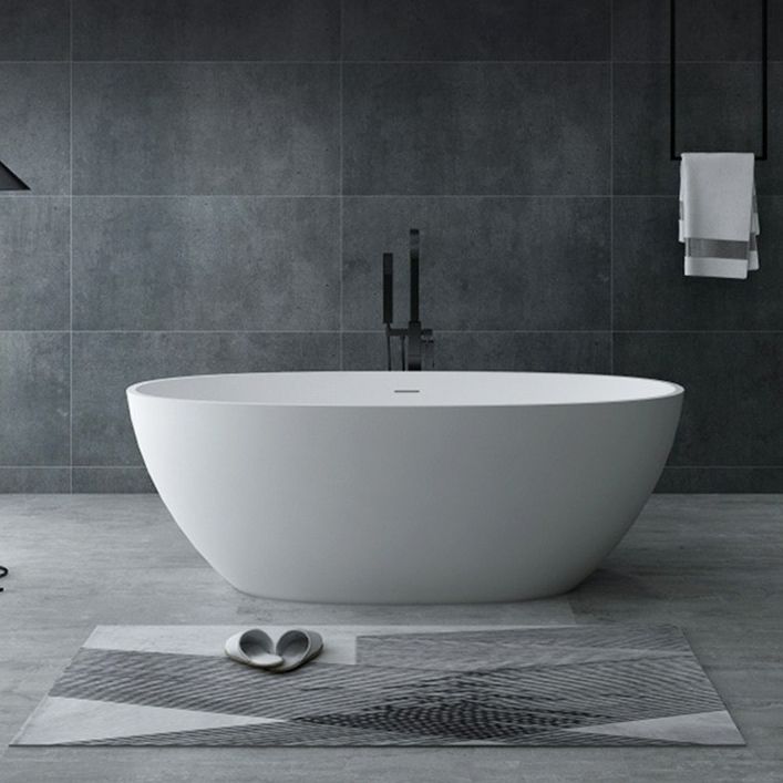 Oval Stone Soaking Bathtub Antique Finish Freestanding Bath Tub