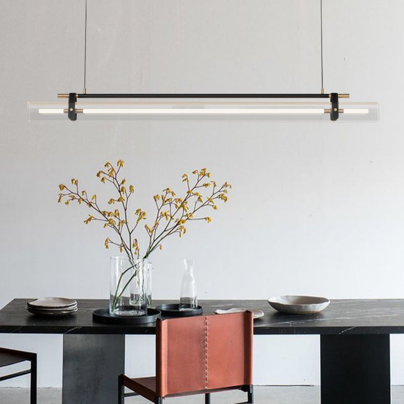 Minimalism Hanging Light Leather LED Island Light Fixture for Dining Room