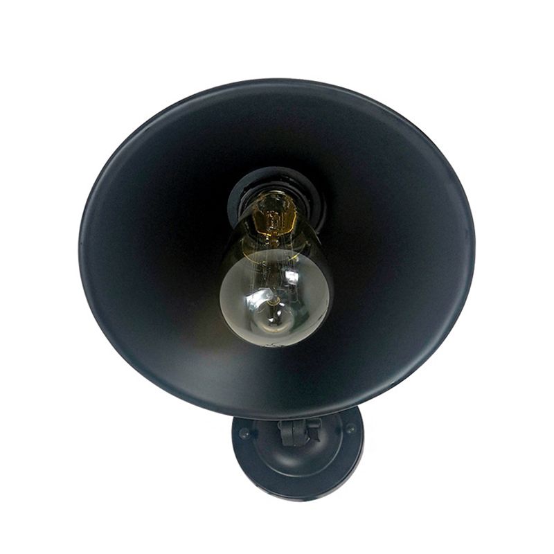 Industrial Cone Shape Wall Mount Light Fixture Metal Sconce Lamp in Black for Dining Room