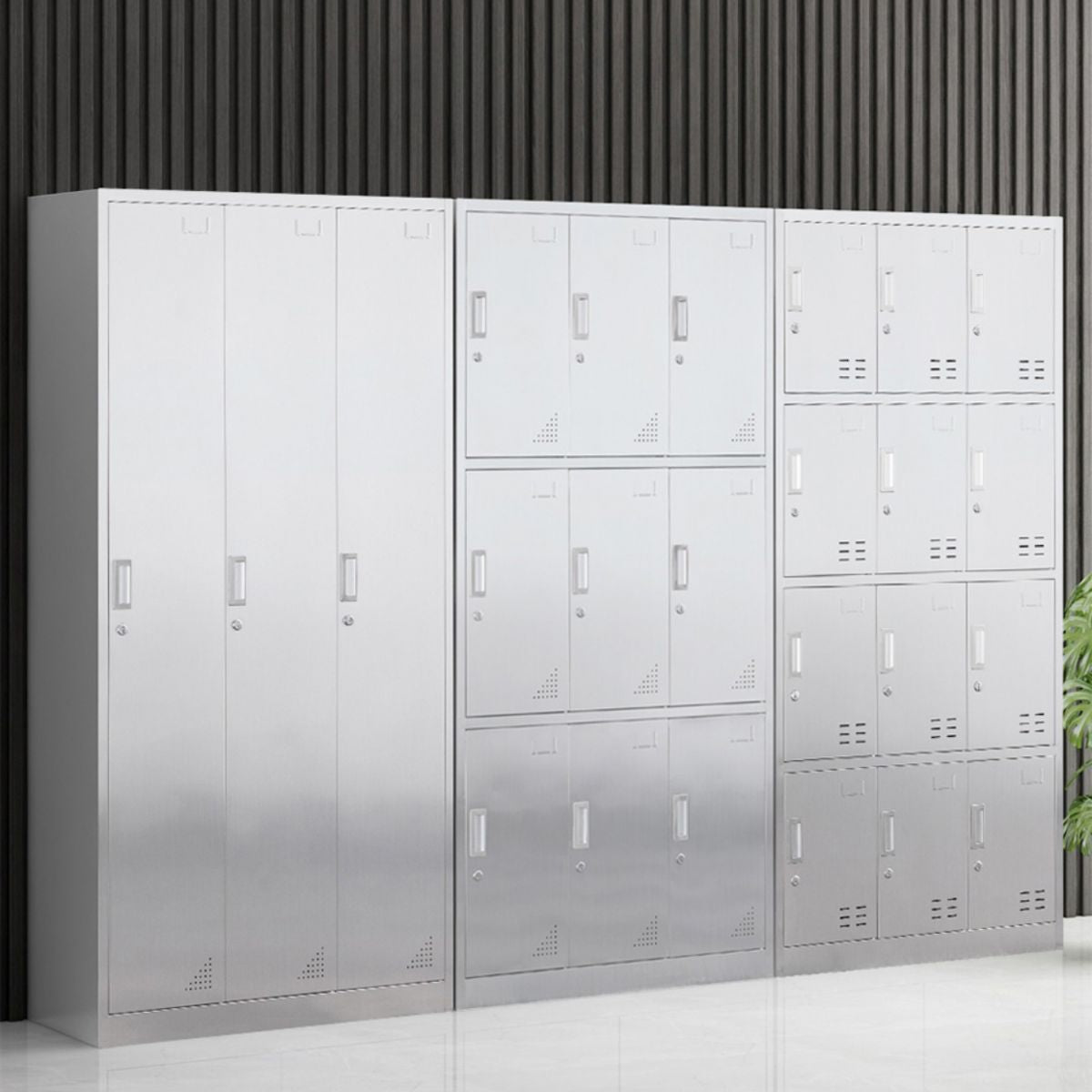 Contemporary Steel Indoor Cabinet Silver Storage Cabinet with Hinged Doors