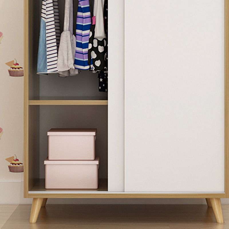 Blue Contemporary Kids Closet High Gloss Wooden Closet with Garment Rod