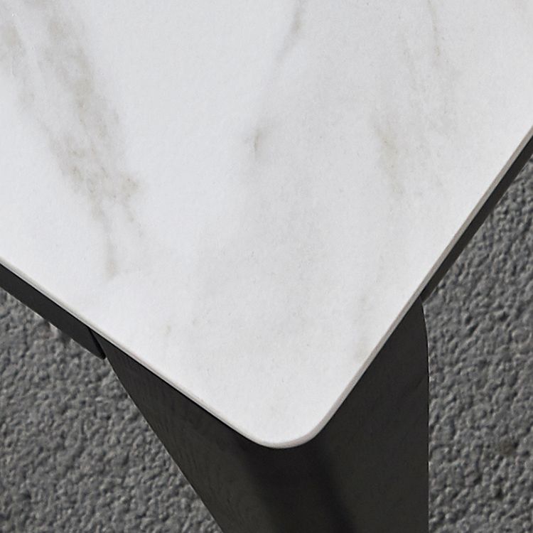 Mesa de comedor blanca de forma cuadrada Mesa de piedra sinterizada industrial con 4 patas