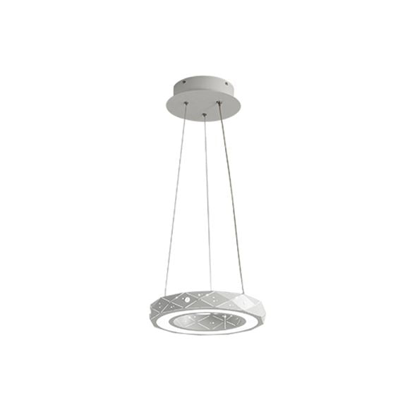 1/2/3-Light Dining Room Pendant Light with Ring Acrylic Shade White Ceiling Chandelier in Warm/White Light