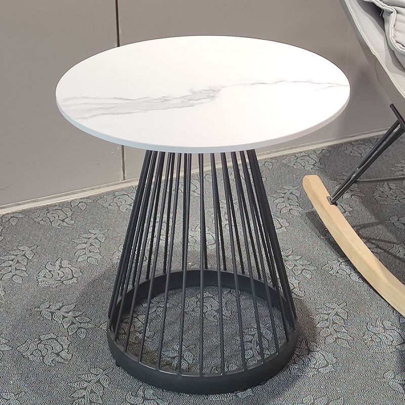 Modern Frame Side Table Slate Round Sofa End Table for Living Room
