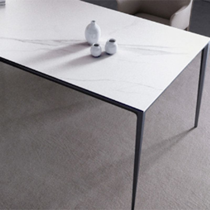 Mid-Century Dining Room Table Rectangle Stone Dinette Table for Home
