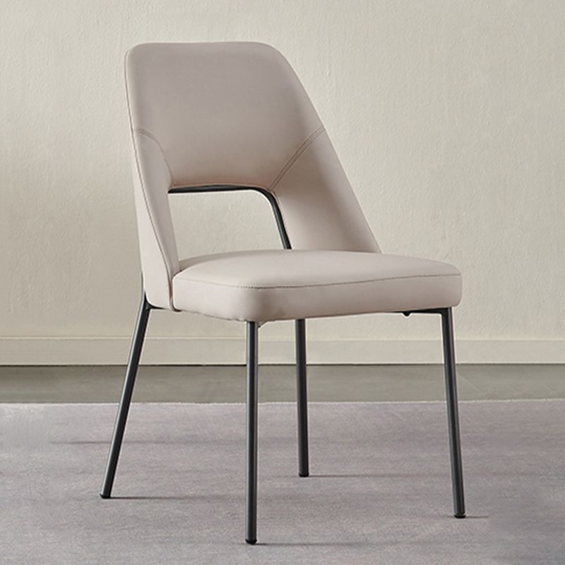 Open Back Side Chair for Home Faux Leather Modern Dining Chair with Black Legs
