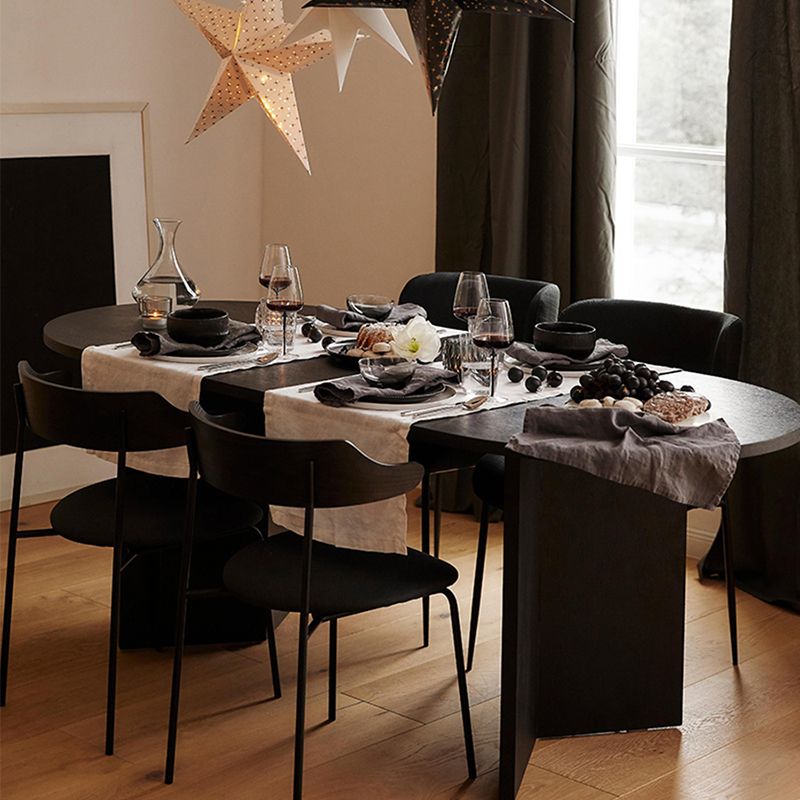 Modern Wood Dining Table Oval Black Dinner Table for Dining Room