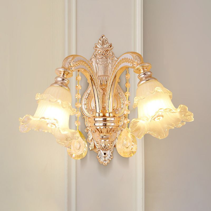 Verweerde zink gearceerde wandlicht vintage imitatie jade gang muur gemonteerde lamp met kristal accent