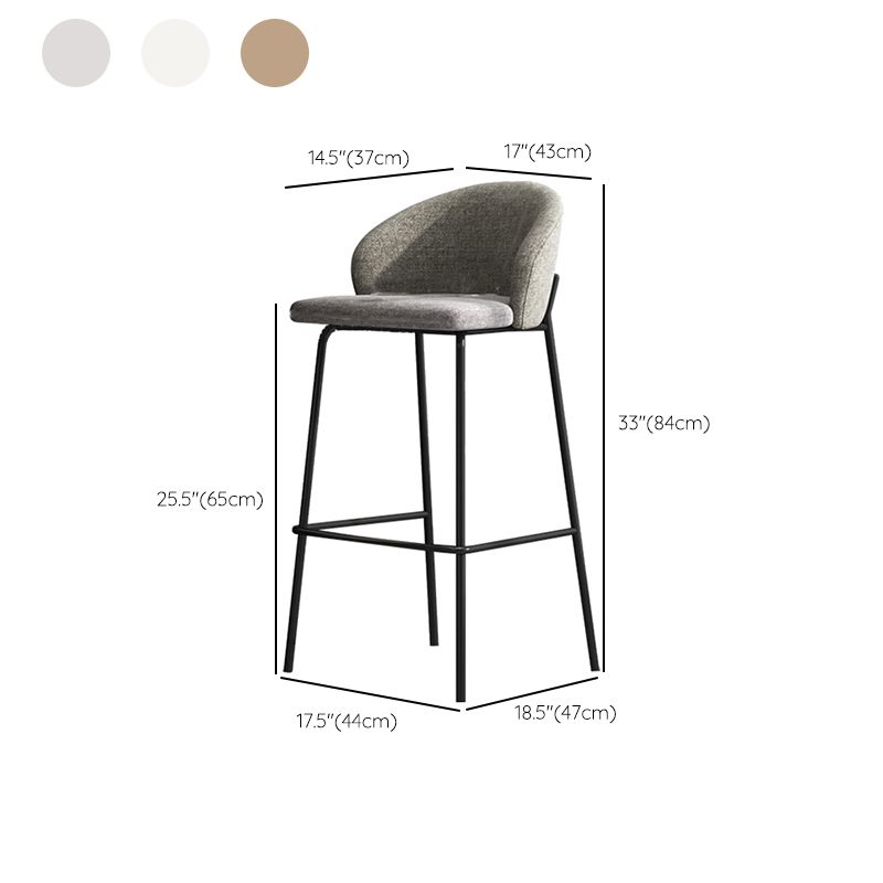 Contemporary Style Metal Armless Bar-stool Linen Counter Bar Stool for Kitchen
