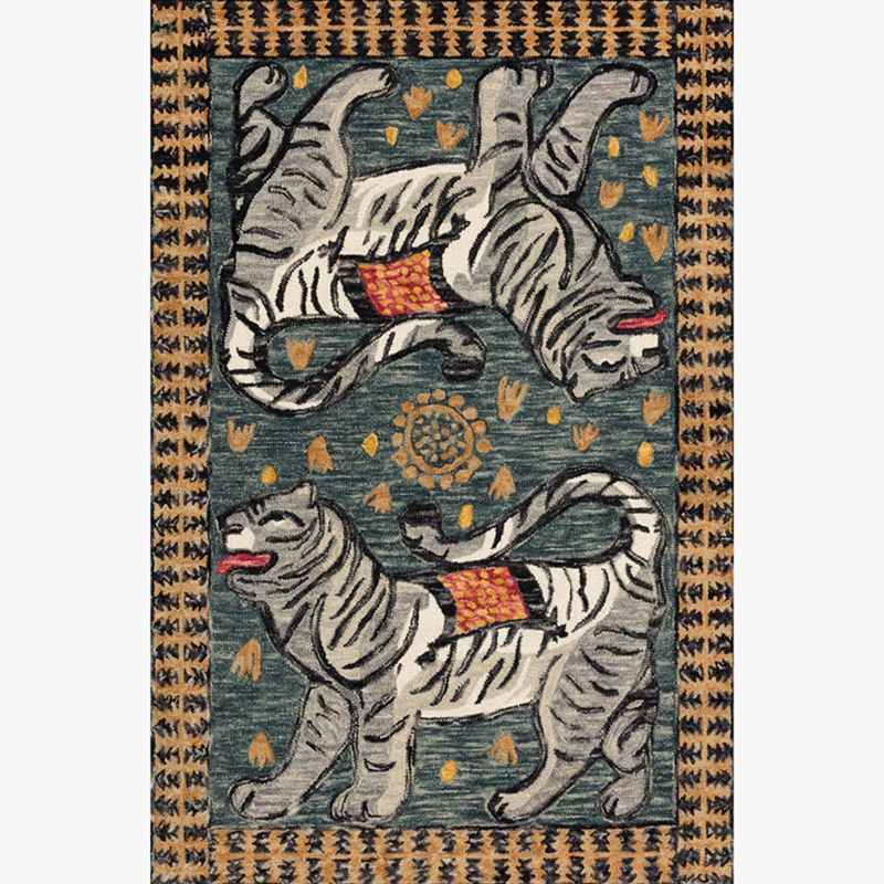 Vintage Home Decor Rug Multi Color Animal Pattern Indoor Rug Polyster Non-Slip Backing Washable Carpet