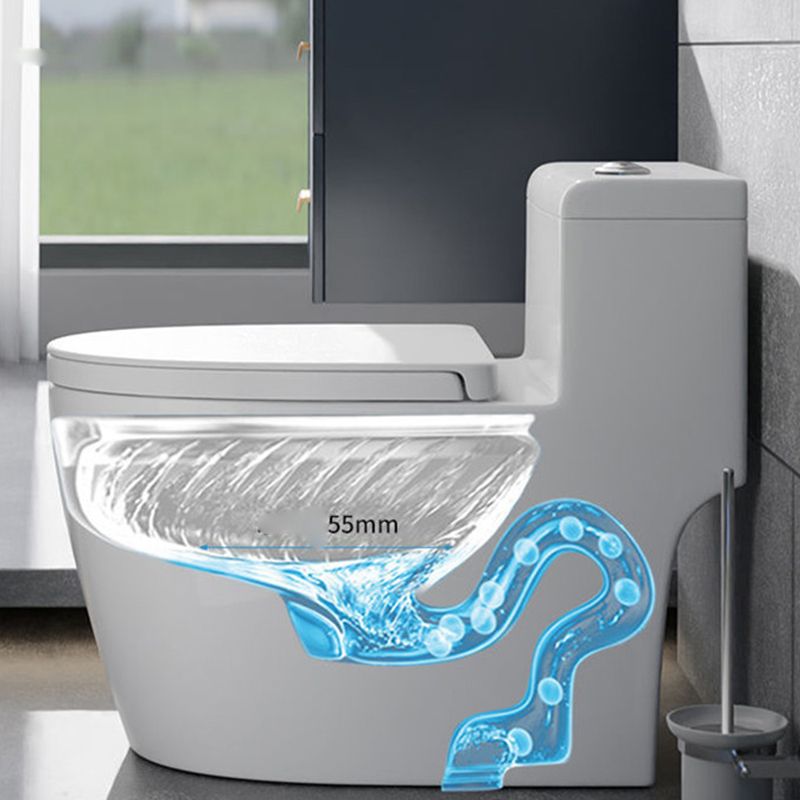 Contemporary Floor Mount Flush Toilet White Toilet Bowl for Washroom