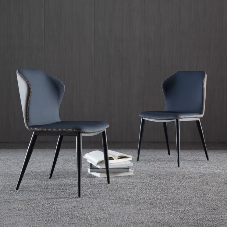 Silla sin brazos de comedor de metal contemporáneo, silla Wingback Parsons para uso doméstico