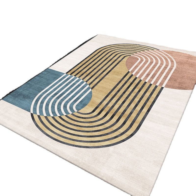 Black Nordic Carpet Polyester Contrast Color Carpet Washable Area Carpet for Drawing Room