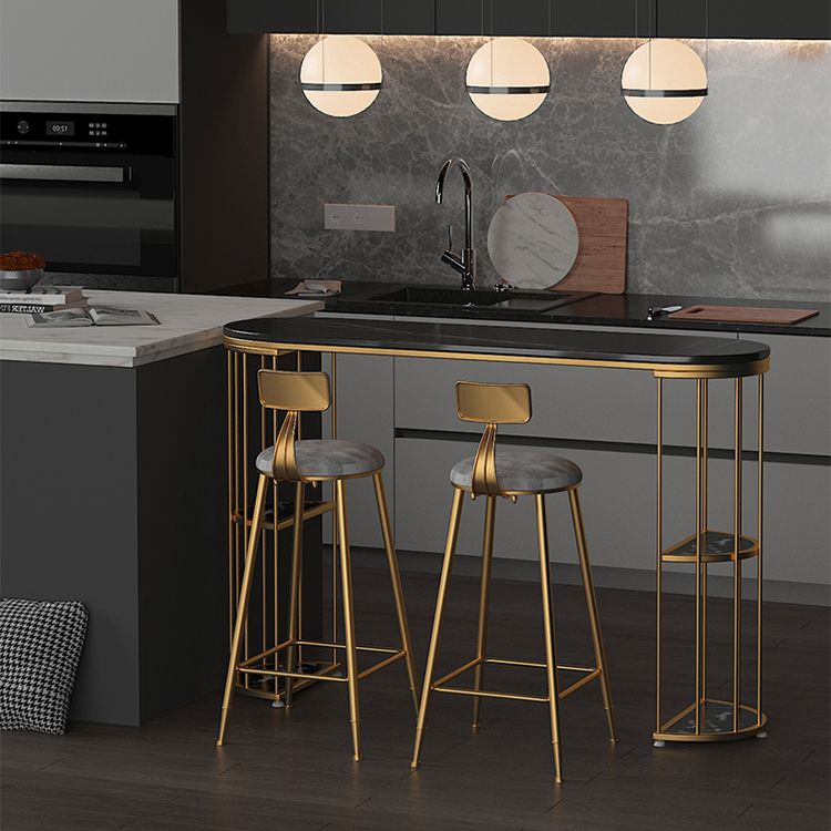 Round Scandinavian Low Back Counter & Bar Stool Metal Counter Chair with Cushion