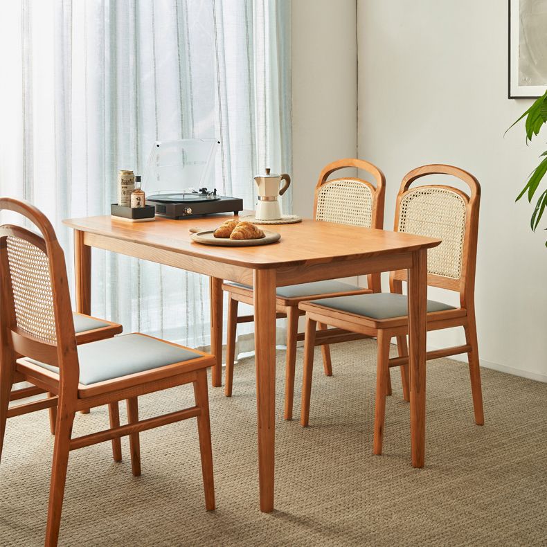 Solid Wood Dining Table Set 1/2/5/7 Pcs Rectangle Table with Side Chairs