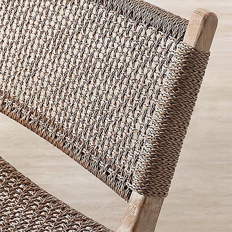 Modern Brown Teak Upholstered Removable Cushion Outdoor Bistro Chairs