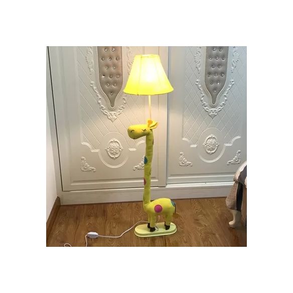 Luce da pavimento a forma di giraffa con tonalità affusolata 1 leggero lampada da pavimento in tessuto animale per camera da letto