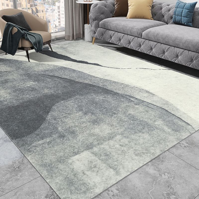 Modern Geometric Soft Rug Rectangle Gray Tone Loom Rug for Bedroom