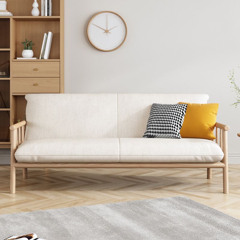 Contemporary Fabric Slipcovered Sofa 30.31" High Solid Wood Sofa