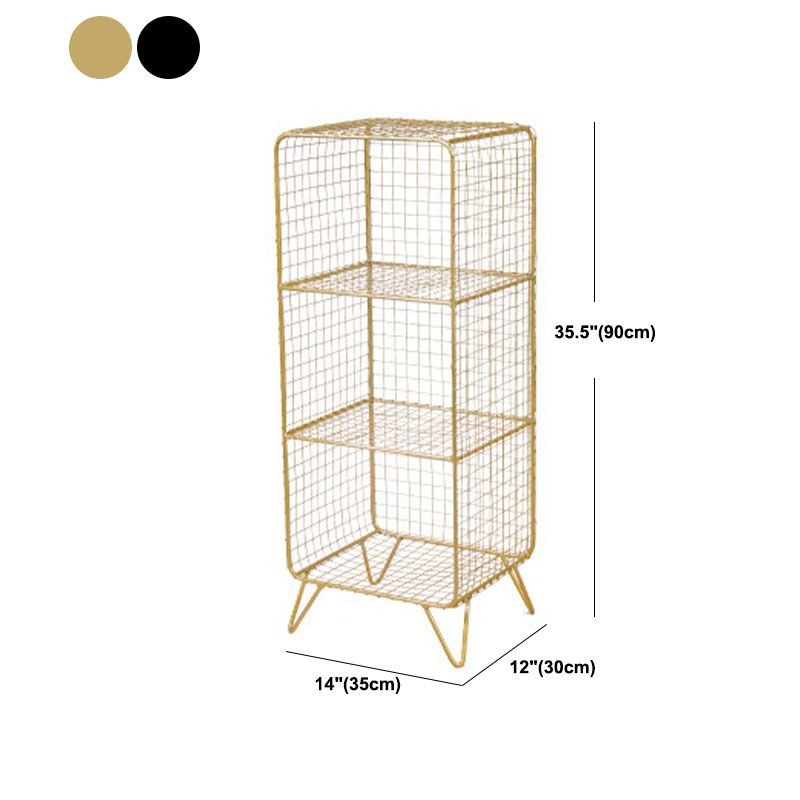 Modern Metal Bookshelf Standard Vertical Closed Back Bookcase in Burnish