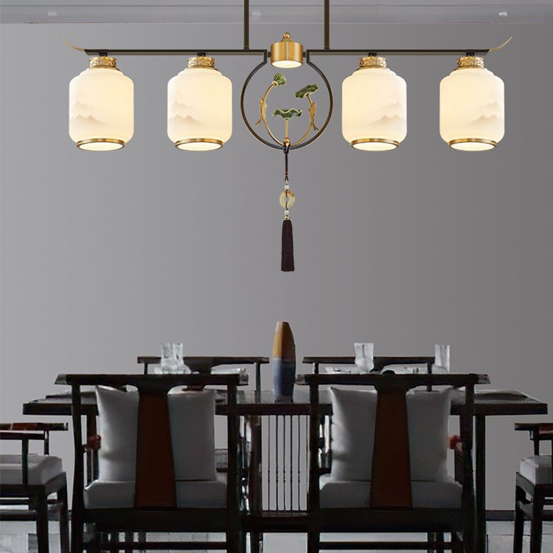 Cylinder Island Lighting Fixtures Contemporary Kitchen Island Lighting with Glass Shade