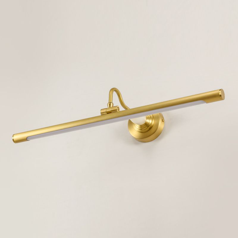 Linear Metal Wall Sconce Modern Style 1 Light Mirror Wall Mount Light Fixture in Brass