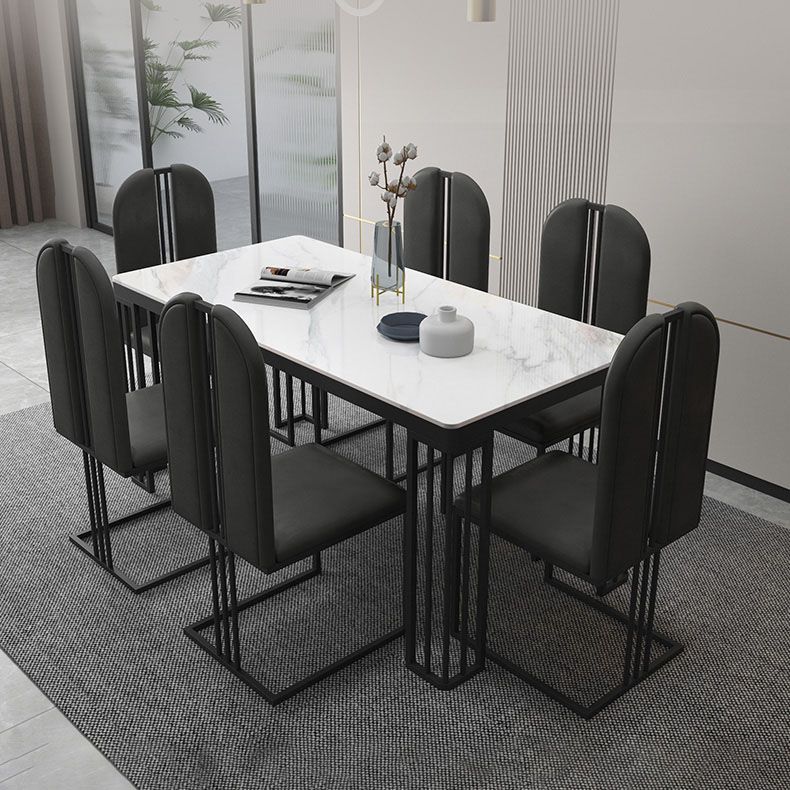 Modern 1/2/6/7 Pieces Dinette Set with White Sintered Stone Top Rectangle Dining Table Set