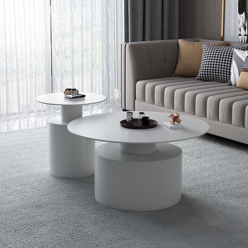 Pedestal Metal Coffee Table Contemporary Cocktail Table in Black/White