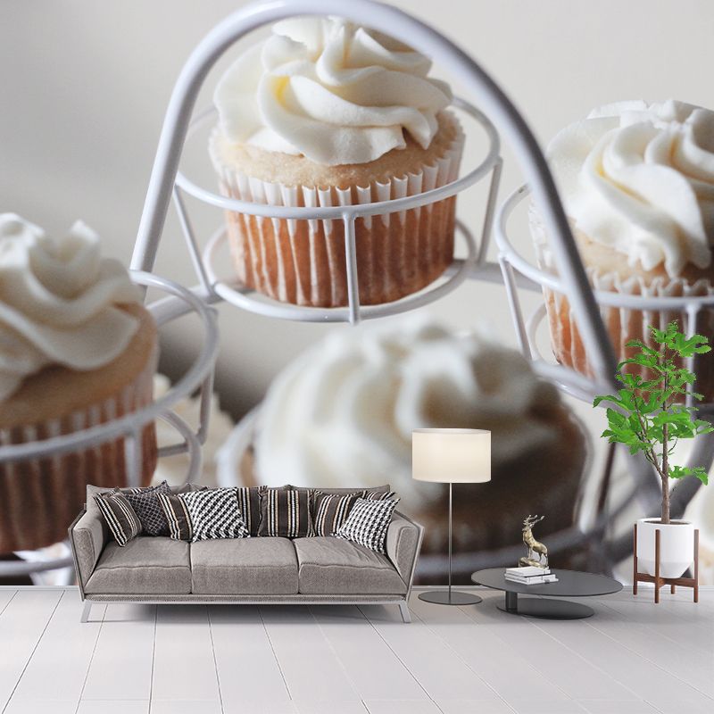 Cup Cake Mural Wallpaper Simple Mildew Resistant Commerce Shop Decoration