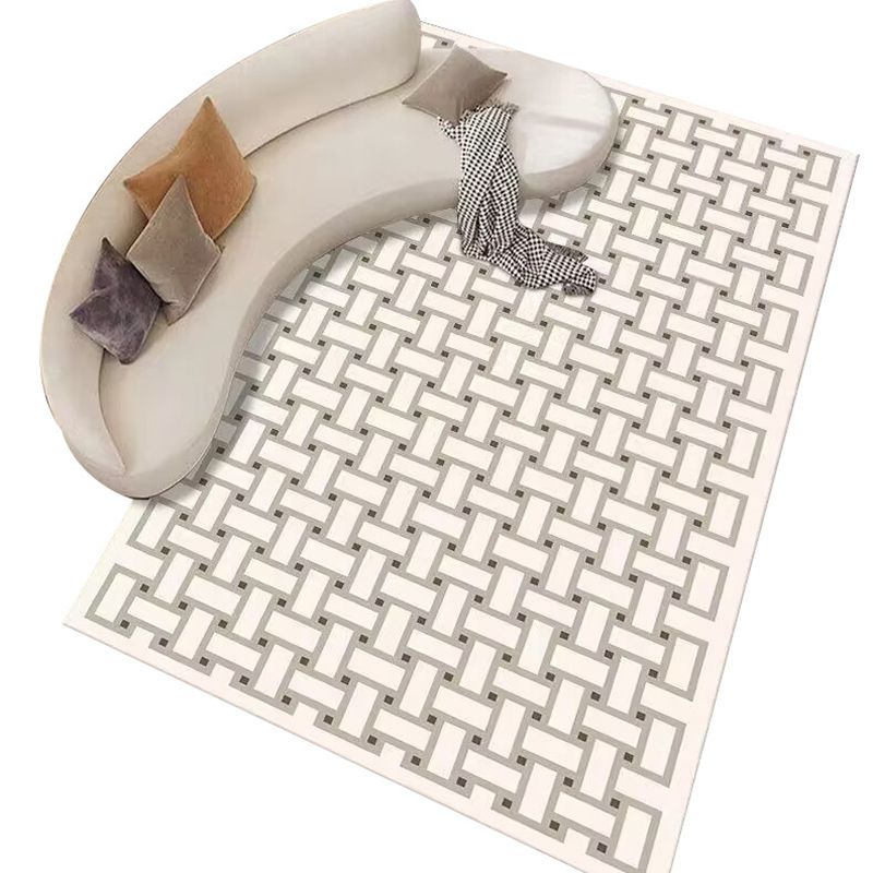 Contemporary Abstract Printed Bedroom Stain Resistant Rectangle Polyster Indoor Rug