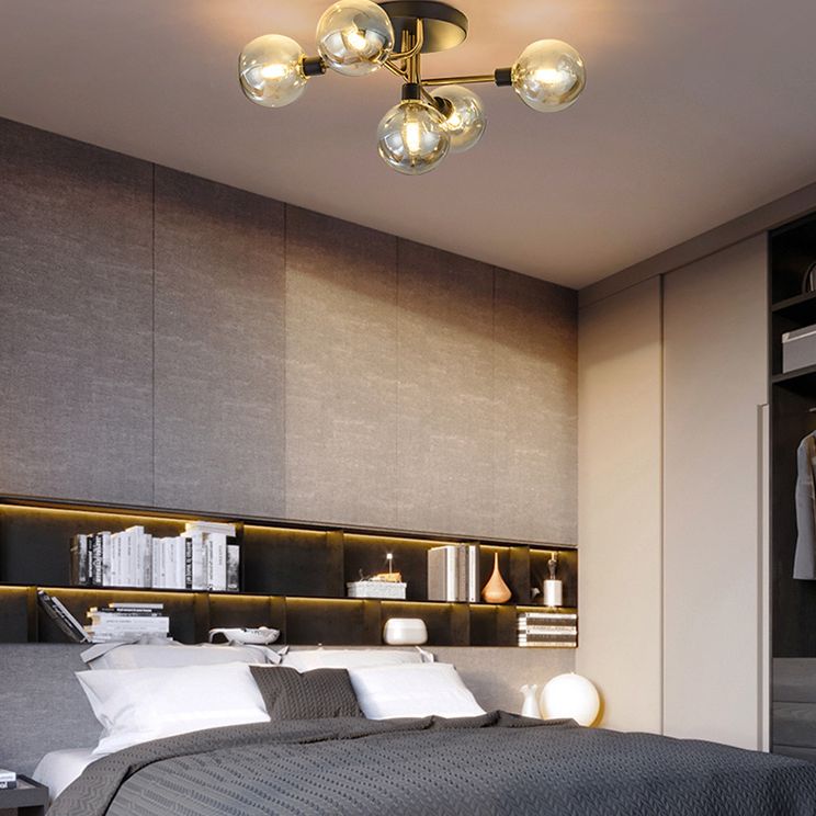 Glass Globe Ceiling Mount Light Fixture Minimalist Style Ceiling Flush Mount Light