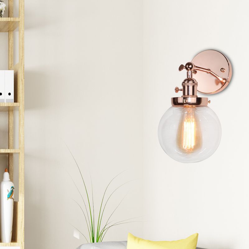 Global Clear Glass Schonce Lighting Vintage 1 lichte badkamer wand gemonteerd lamp barmant in koper/brons