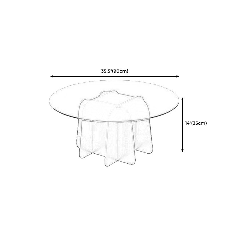 Pedestal Base Coffee Table Round Glass Cocktail Table in Black